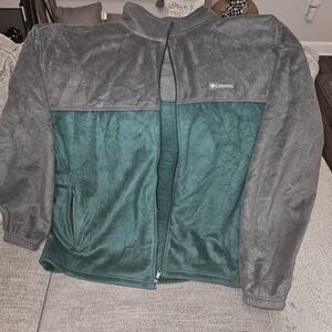 Columbia Gray and Green Fleece Jacket